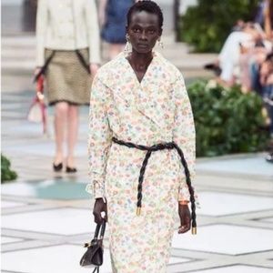 NWT $998 Tory Burch Runway Taffeta Colorful Fashion Trench Coat